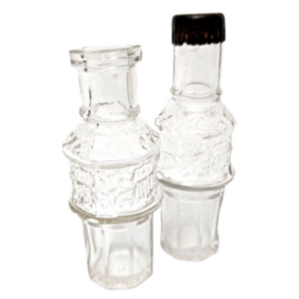 Antique Glass Apothecary Chemistry Perfume & Cruet Salt Bottle Civil War Era